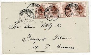 Orange Free State 1894 Bloemfontein cancel on cover to the U.S., scarce cancel