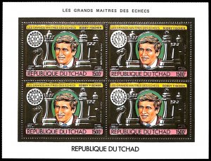 Chad 1982, Bobby Fisher m/s, gold, MNH