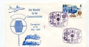 D33753 Trains Locomotives World Communication Year Railroad Cover Spain Zaragoza