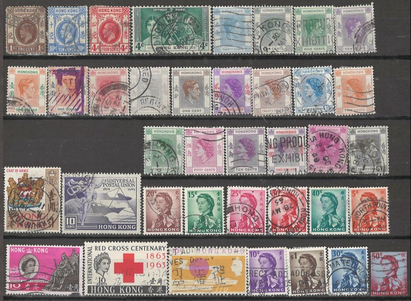 COLLECTION LOT # 4139 HONG KONG 37 STAMPS 1912+ CV+$20