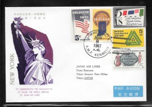 U.S. #1314 JAPAN AIR LINES JAMAICA N.Y. / TOKYO 1967 FIRST FLIGHT COVER (my890)