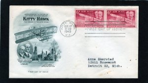C45 Wright Brothers, FDC pair Artmaster addressed