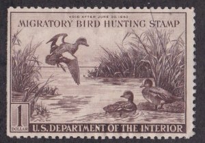 United States # RW9, Migratory Bird Hunting Stamp, used, not signed, 1/3 Cat.