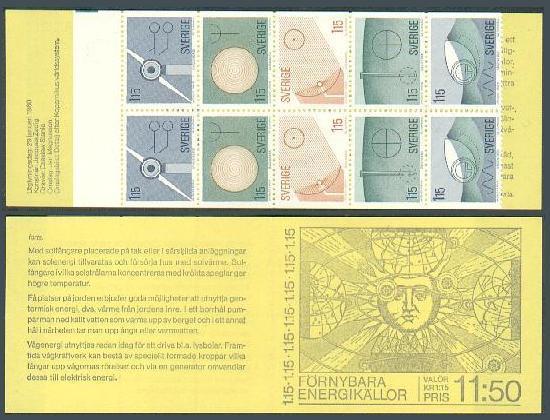 Sweden 1313-1317a booklet,MNH.Michel 1096-1100 MH 77. Renewable Energy Sources.