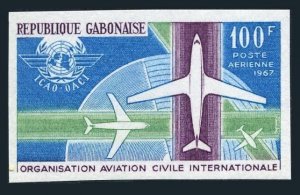 Gabon C53 imperf,MNH.Michel 277B. ICAO,1967.Planes,Runways, ICAO emblem.