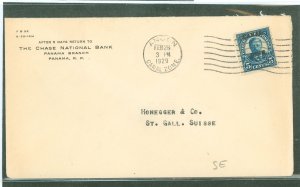 Canal Zone 86 1929 5c Theodore Roosevelt US Third Bureau definitive single franking this bank cover sent from Ancon, Canal Zone