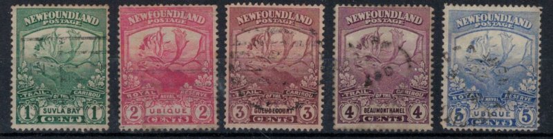 Newfoundland 1919 UN115-119 Caribou Issue (Partial) - Used