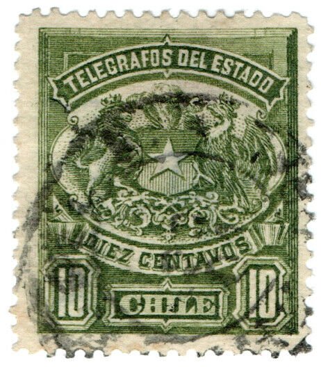 (I.B) Chile Telegraphs : 10c Green (small format)