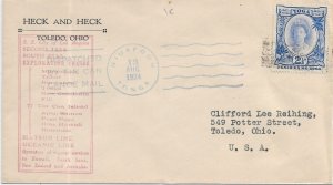 1934 Niuafoou, Tonga to Toledo, OH Tin Can Canoe Cover (59634)