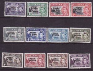 Tristan da Cunha-Sc#1-12- id9-unused og NH KGVI overprinted set-Ships-rainbow ef