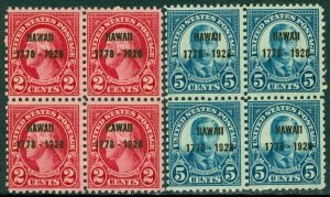 EDW1949SELL : USA 1928 Scott #647-48 Blocks of 4. Mint NH. PO Fresh. Cat $115.00