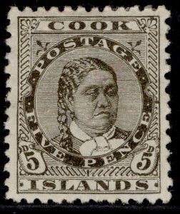 COOK ISLANDS QV SG9, 5d olive-black, M MINT. Cat £23.