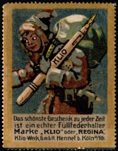 Vintage Germany Poster Stamp KLIO Genuine Fountain Pen Brand