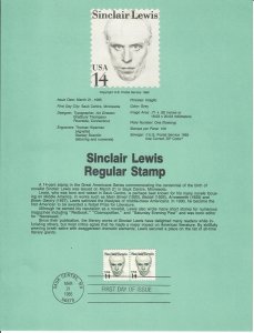 US SP515 Sinclair Lewis Souvenir Page #1856