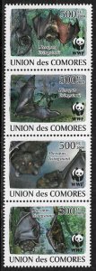 Comoro Is Michel's #2212-5 MNH Diff Strip - Fruit Bats