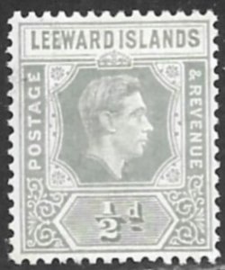 LEEWARD ISLANDS 1949 KGVI 1/2d Gray Portrait Issue Sc 120 MH