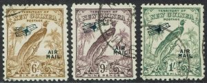 NEW GUINEA 1932 UNDATED BIRD AIRMAIL 6D 9D AND 1/- USED/CTO