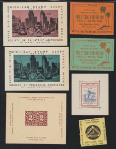 US Vintage Mix lot of Philatelic Exposition Cinderella Stamps Lot of 7 (L1001)