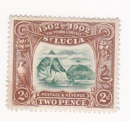 ST LUCIA-1902 400th Anniversary of Discovery 2d Green & Brown Sg 63