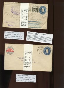 8 1886/99 Plimpton and Morgan 5c Envelopes Used to France and England w/Better!