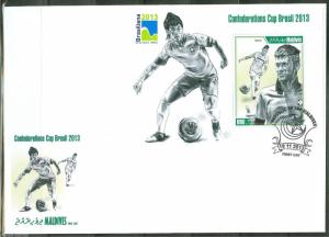 MALDIVES  2013  BRAZIL CONFEDERATION CUP SOCCER NEYMAR S/S  FIRST DAY COVER