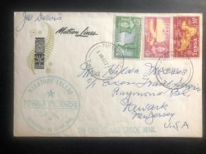 1963 Niufoou Tonga Toga Canoe Mail Cover to Newark NJ USA Matson line