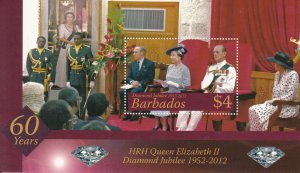Barbados Royalty Stamps 2012 MNH Queen Elizabeth II Diamond Jubilee 1v M/S