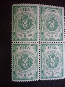 Stamps - Cuba - Scott# 394-395 - Mint Hinged Set of 2 Stamps in Blocks of 4