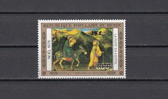 Benin, Scott cat. C321. 1976 Religious Christmas, SURCHARGED issue. ^