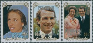 Cook Islands Penrhyn 1973 SG53-55 Royal Wedding set MNH