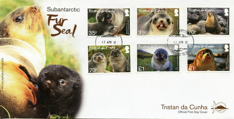 Tristan da Cunha 2017 FDC Subantarctic Fur Seal 6v Set Cover Seals Stamps