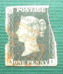 Penny Black, SG2, 1840, A and I letters, Arific...
