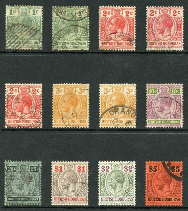 British Honduras SG101/10 Set (no 5c or 50c) inc extra shades Fine used