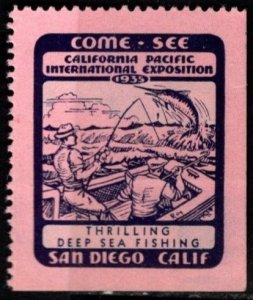 1915 US Poster Stamp California Pacific International Expo Thrilling Deep Sea