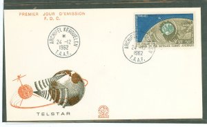 French Southern & Antarctic Territories C5 1962 50fr Telstar Communication (television) satellite on an unaddressed cacheted FDC