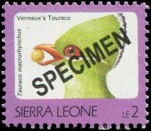 Sierra Leone 1992 Sc 1530 Specimen Bird Verreaux's Touraco