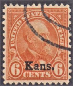US 664 VF - XF Used Kansas Overprint