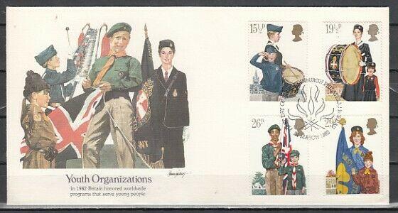 Great Britain, Scott cat. 983-986. Scouts & Youth Org`s. First day cover. ^