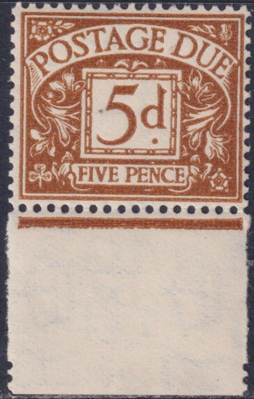 Sc# J23a GB Great Britain 5 pence 1937 postage due MNH Wmk 250 Sdwys CV $72.50