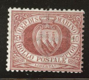 San Marino Scott 9 MH* 1899  Claret stamp CV$11