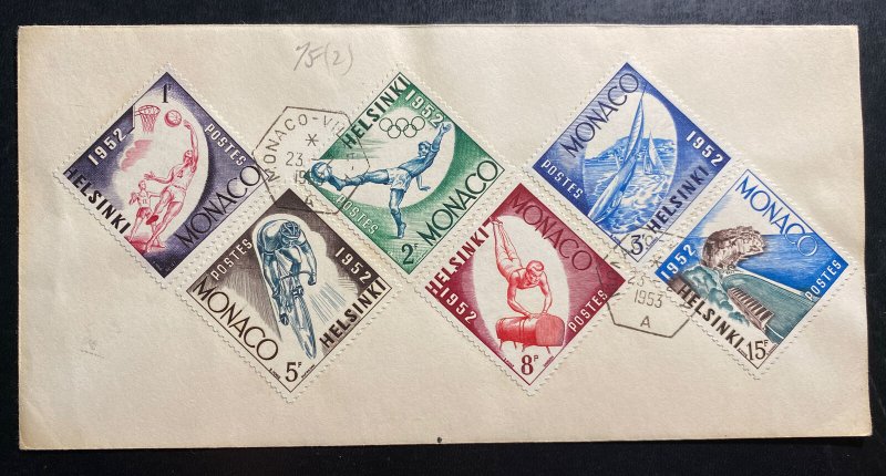 Two Monaco First Day Covers FDCs Helsinki Olympic Games Sc#C36-39 295-300 1953