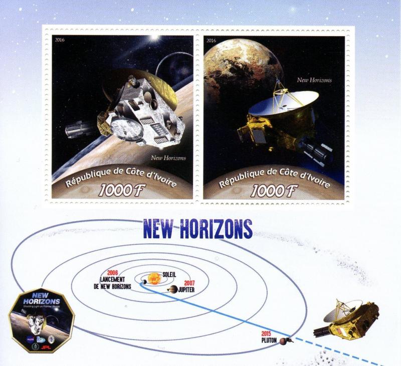 Ivory Coast 2016 MNH New Horizons Mission to Pluto 2v M/S Space Stamps