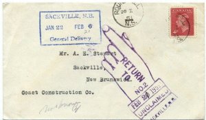 4c Post Postes Gen Del Dead Letter DLO Unclaimed Montreal #8 1951 cover Canada