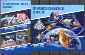 Niger 2018 Space Apollo 8 sheet + S/S MNH