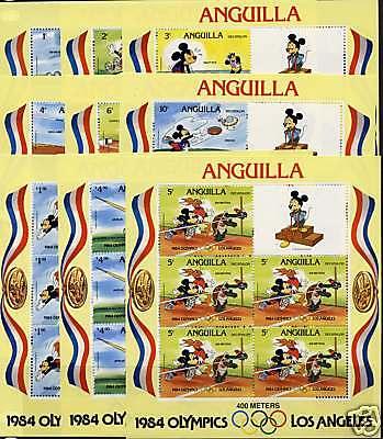 Anguilla 559a-67a MNH Sheets - Disney, Sports, Olympics