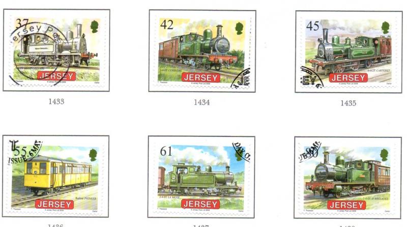 Jersey Sc 1373-8 2009 Railway Steam Engines stamp set used