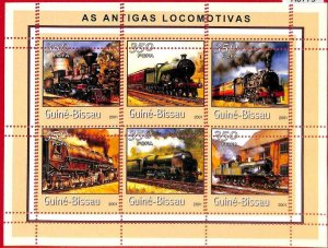 A0775 -  GUINEA-BISSAU - ERROR   MISSPERF SHEET - TRANSPORT Steam Trains 2001