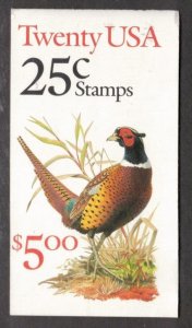 US 1988 $5 Pheasants Complete Booklet; Scott BK158 (2283a); MNH