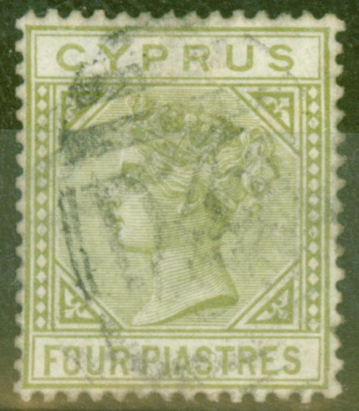 Cyprus 1881 4pi Pale-Olive Green SG14 CC Die I Fine Used