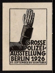 1926 Germany Poster Stamp Great Police Exhibition Berlin September 25-October 10